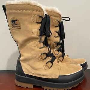 SOREL Caribou Winter Boots Women’s Size 10 EUC Tan and black